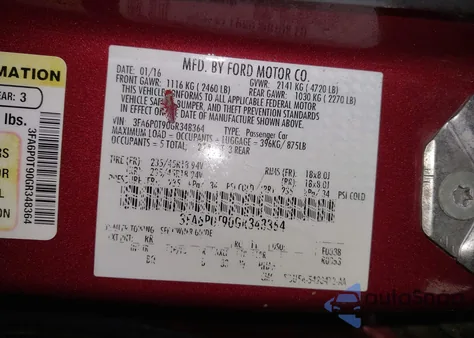 2016 Ford Fusion Se z USA, uszkodzony, nr VIN 3FA6P0T90GR348364